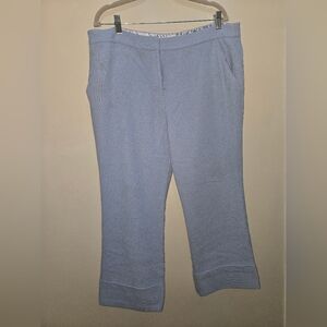 ​TRINA TURK Blue Cuffed Cropped Trousers Size 16 | Textured Woven Knit Pant